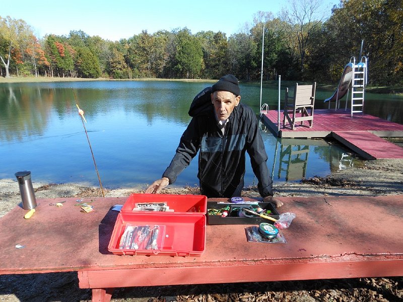 Brother James Campbell preparing to fish