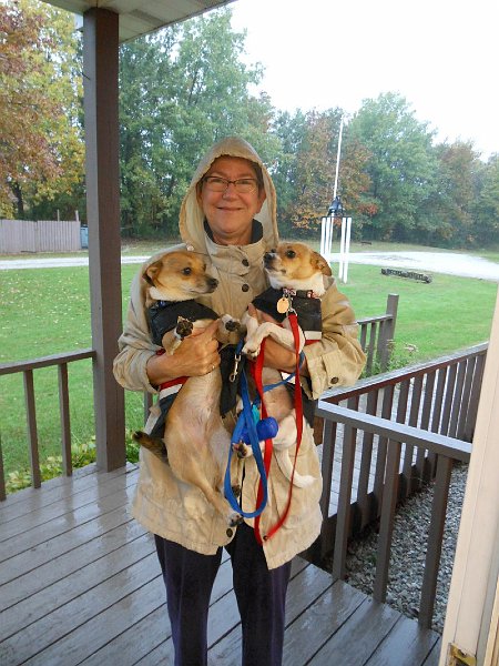 Sister Liz with her dogs