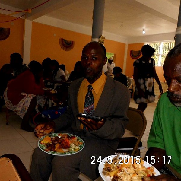 Augustus Paul having lunch